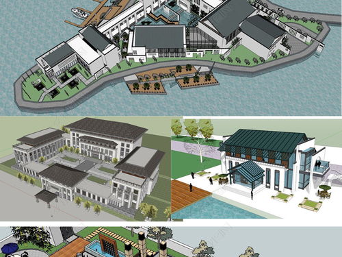 中式住宅建筑设计新中式别墅模型下载