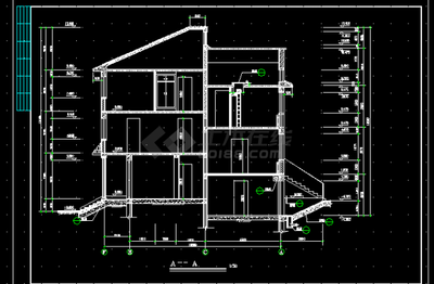 欧式错层别墅建筑施工cad设计方案图纸