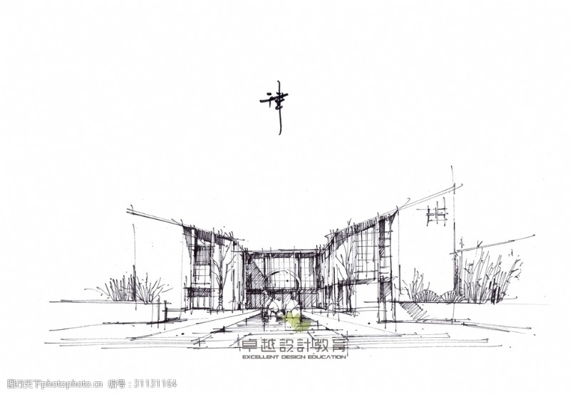 建筑设计线稿图片素材